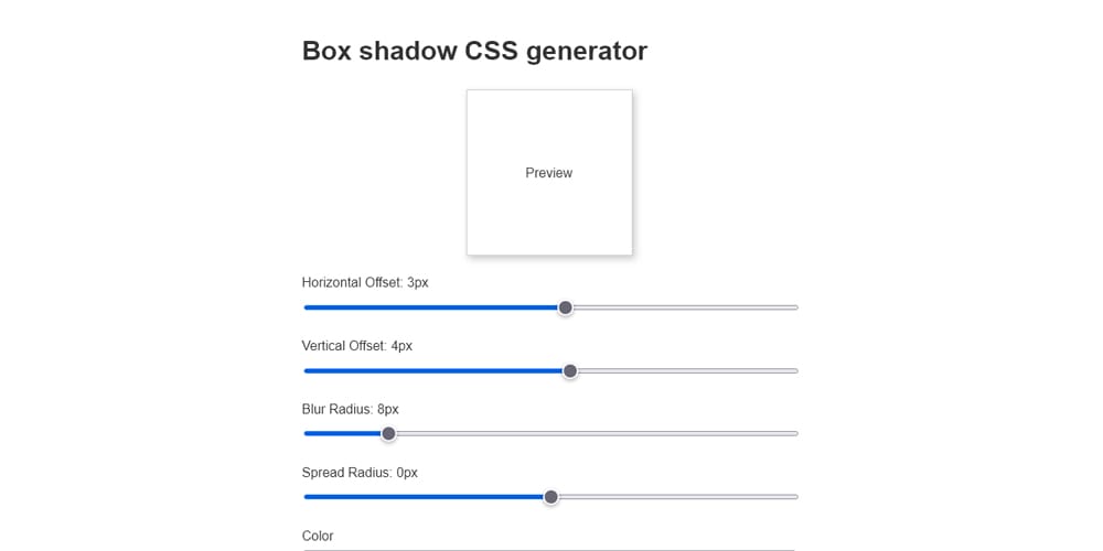Box Shadow CSS Generator