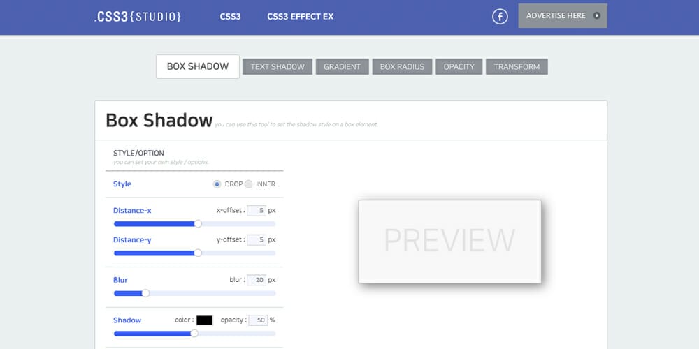 Amazing CSS Shadow Generator Tools Online 23 CSS3 Studio Box Shadow Generator