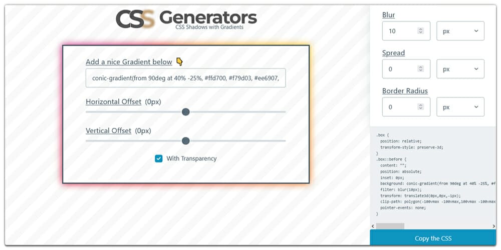 Css Shadow With Gradients