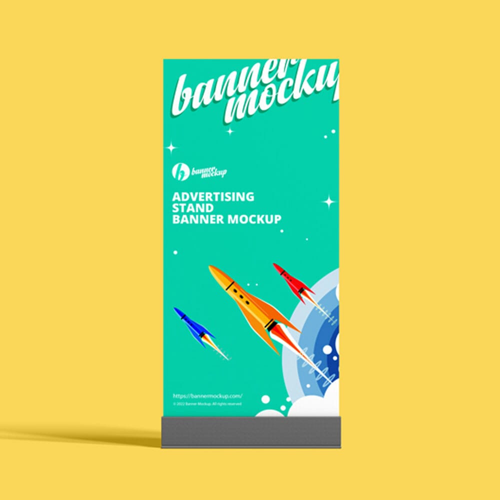 Free Advertising Stand Banner Mockup