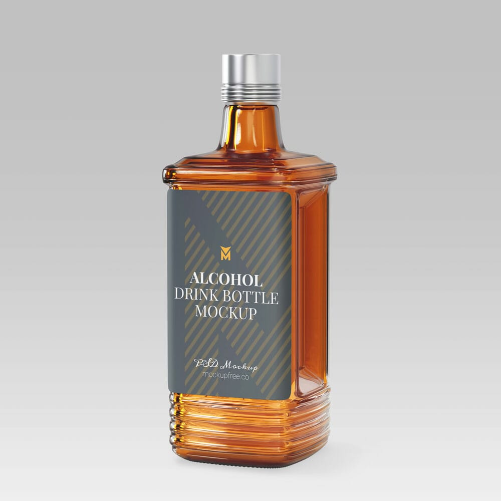 Free Alcohol Drink Bottle Mockup