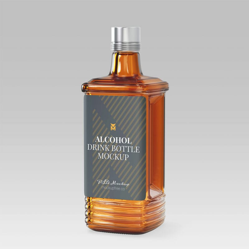 Free Alcohol Drink Bottle Mockup