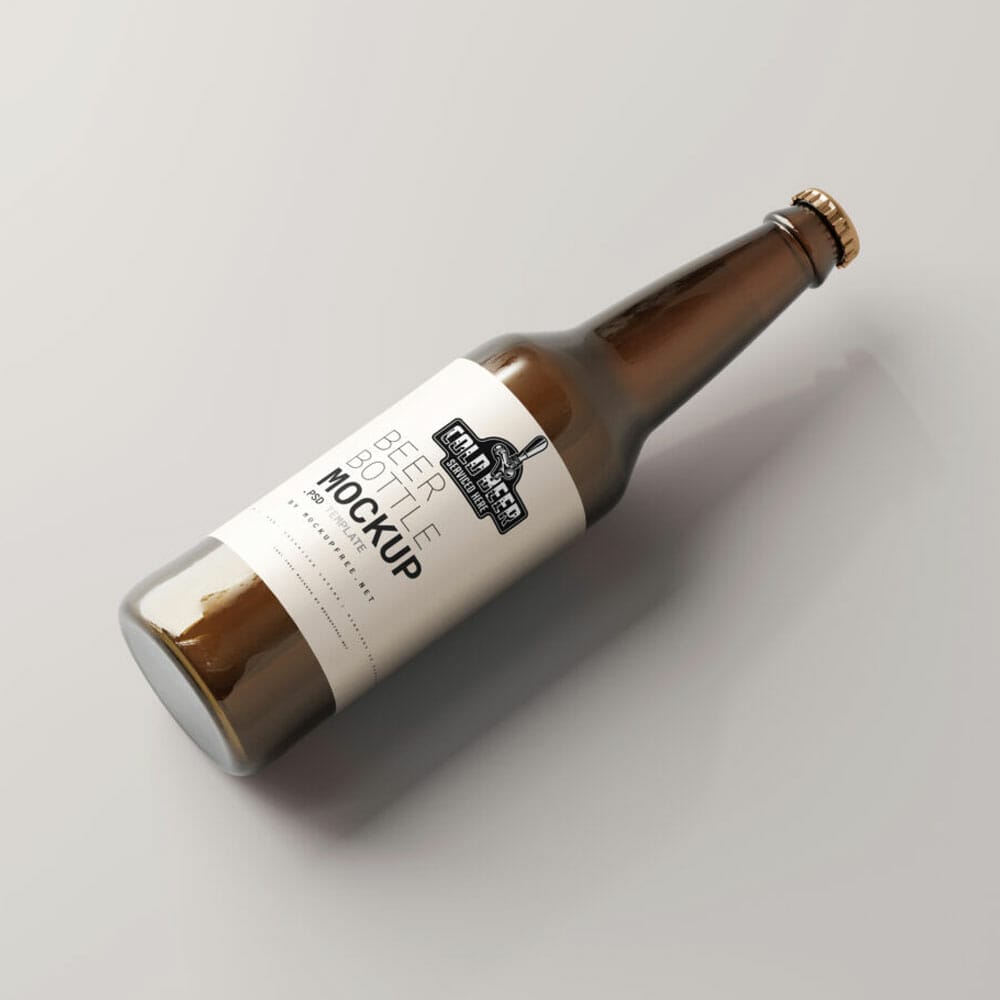Free Amber Glass Beer Bottle Mockups