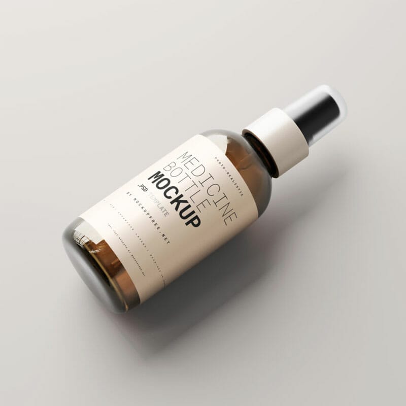 Free Amber Glass Spray Bottle Mockups