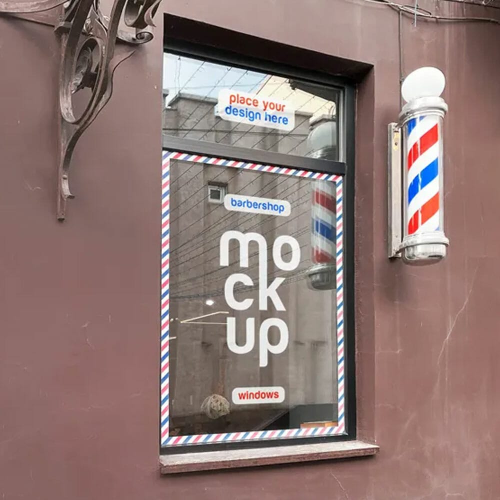 Free Barbershop Windows Mockup