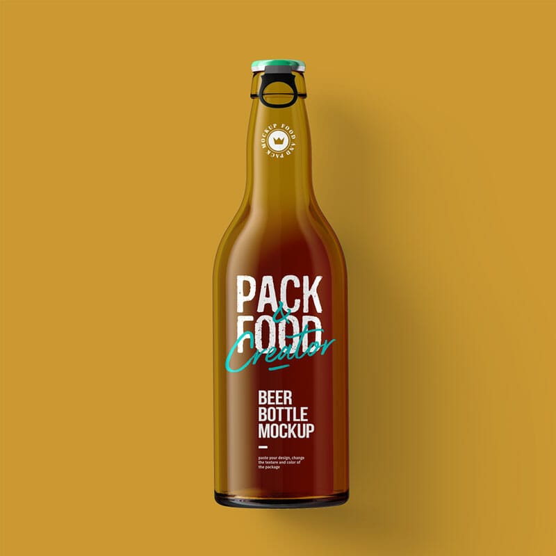 Free Beer Bottle Mockup Top View PSD