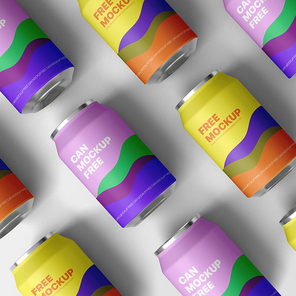 Free Beverage Can Mockup PSD
