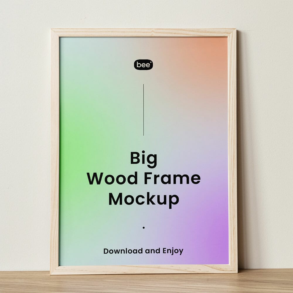 Free Big Wooden Frame Mockup