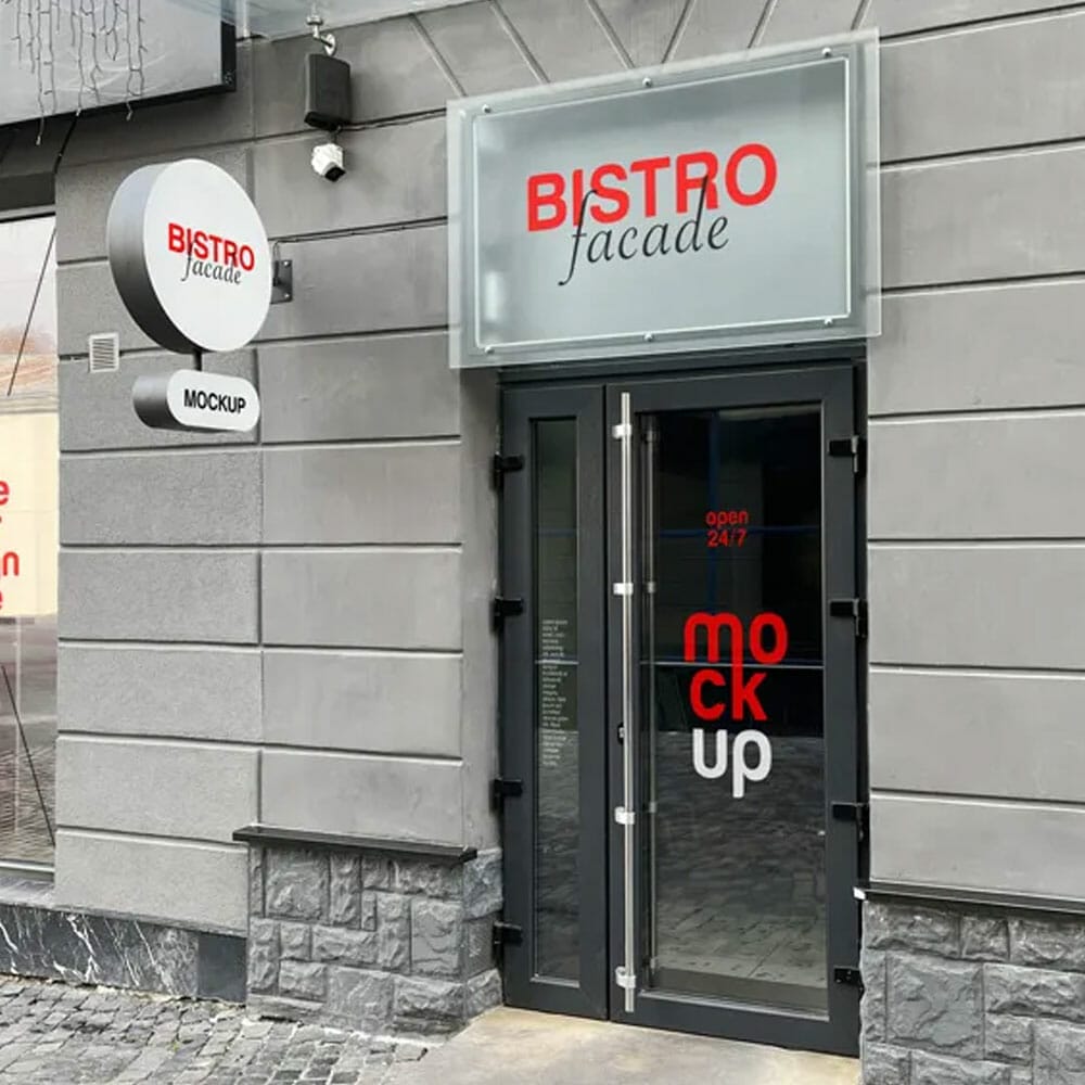 Free Bistro Facade Mockup PSD