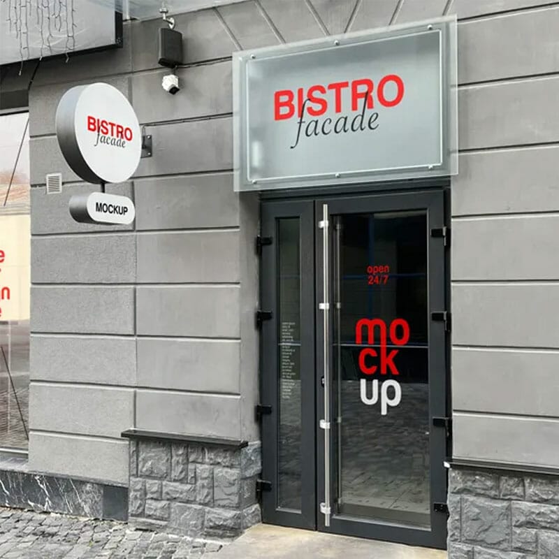 Free Bistro Facade Mockup PSD