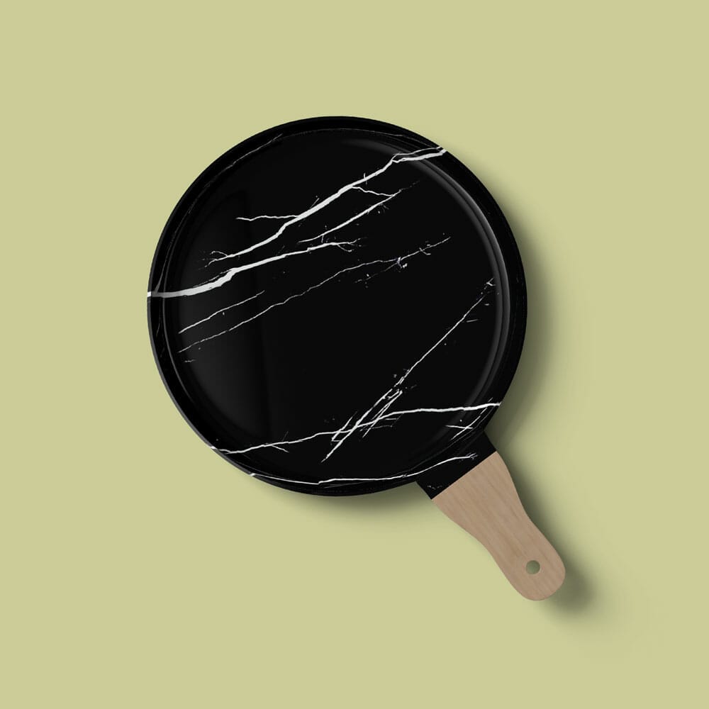 Free Black Marble Pan Mockup Top View PSD