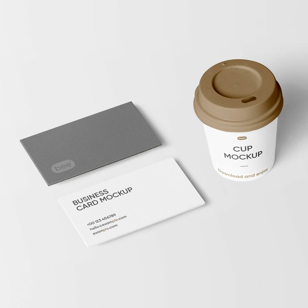 Free Business Cards And Cup Mockup