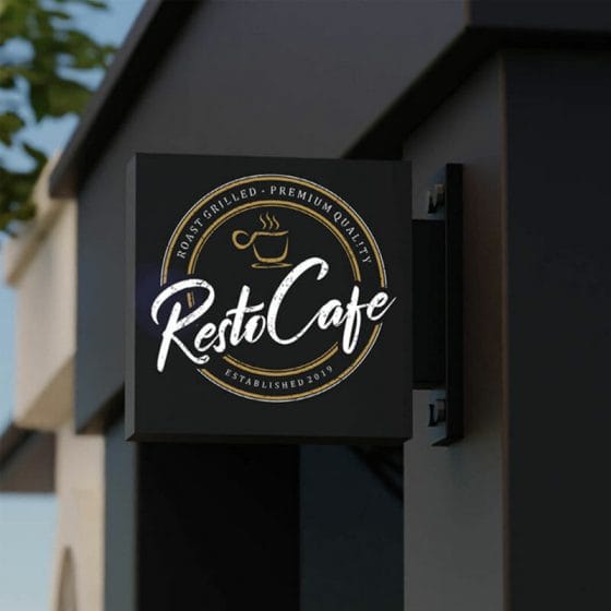 Free Cafe Sign Mockup PSD Template