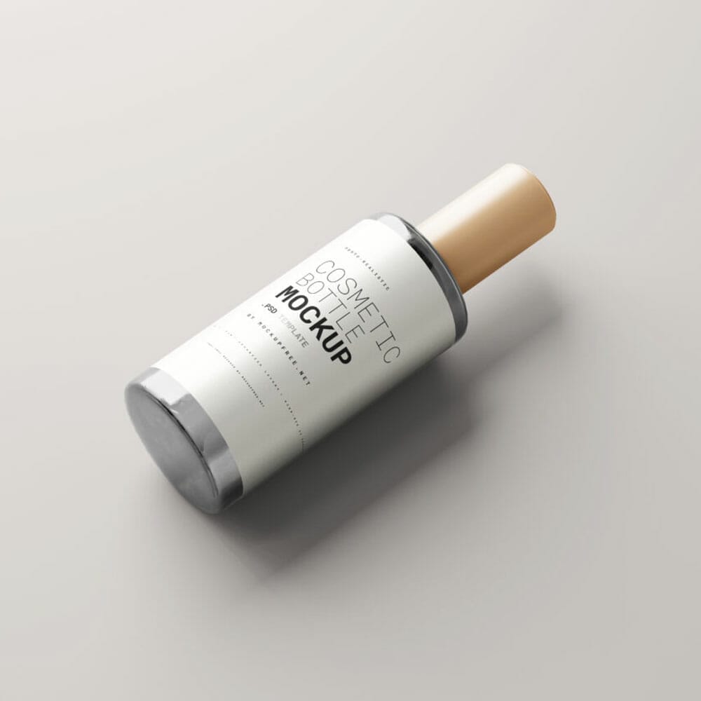 Free Clear Glass Cosmetic Bottle Mockups