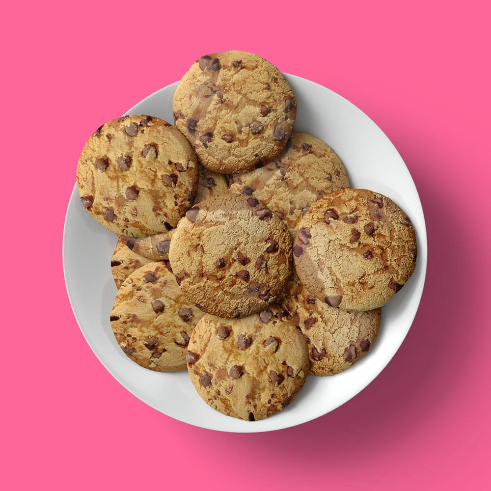 Free Cookies With Nuts On Plate Mockup Top View PSD