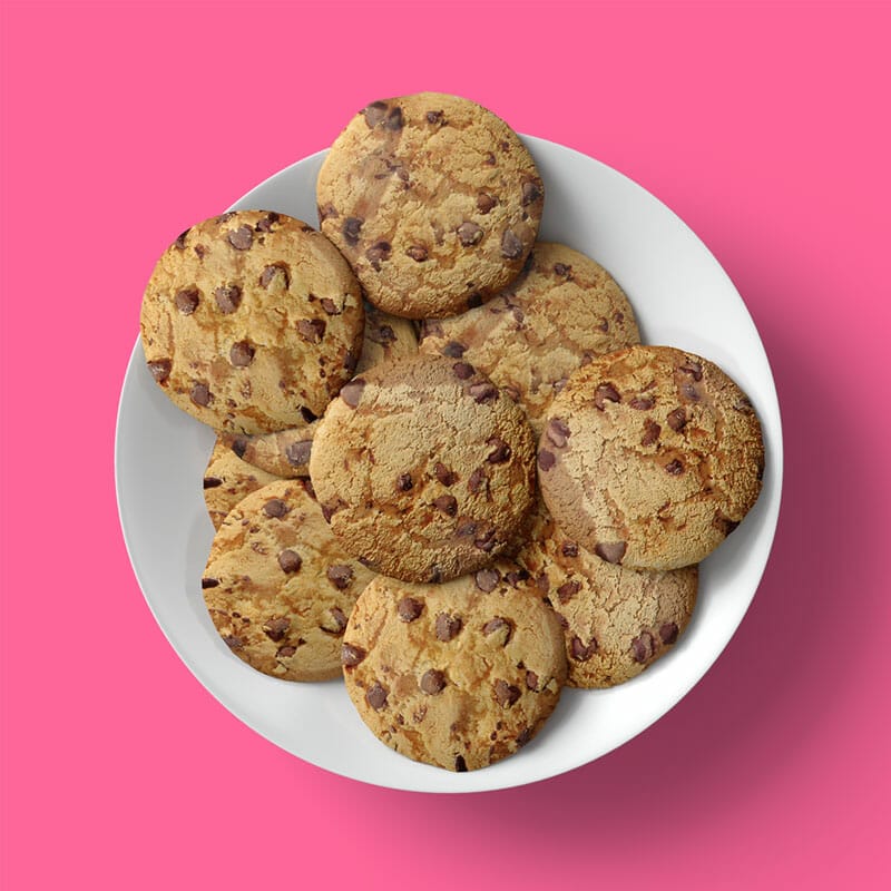 Free Cookies With Nuts On Plate Mockup Top View PSD