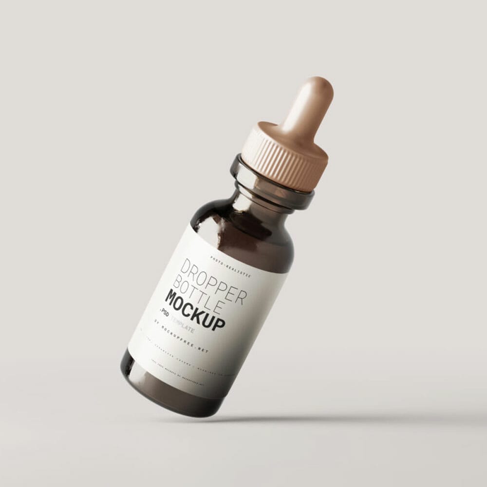 Free Dark Glass Dropper Bottle Mockups