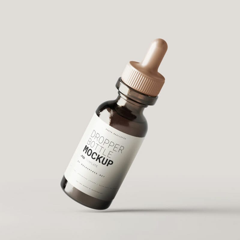 Free Dark Glass Dropper Bottle Mockups