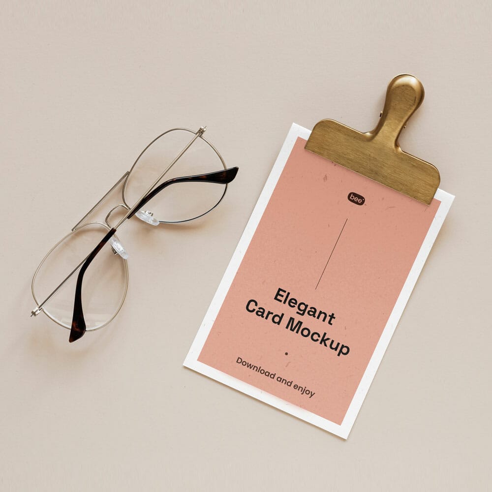 Free Elegant Card With Clip Mockup