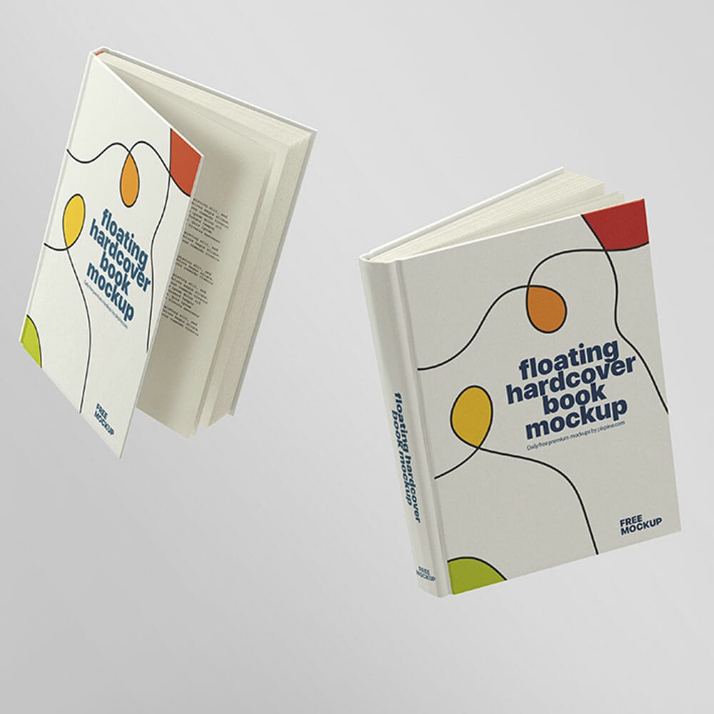 Free Floating Hardcover Book Mockup