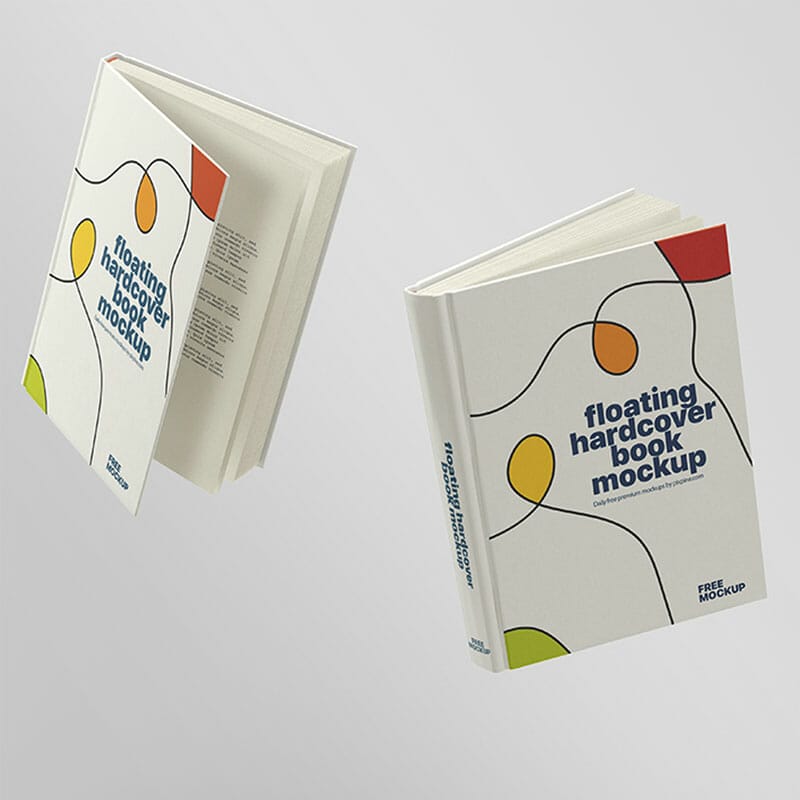 Free Floating Hardcover Book Mockup