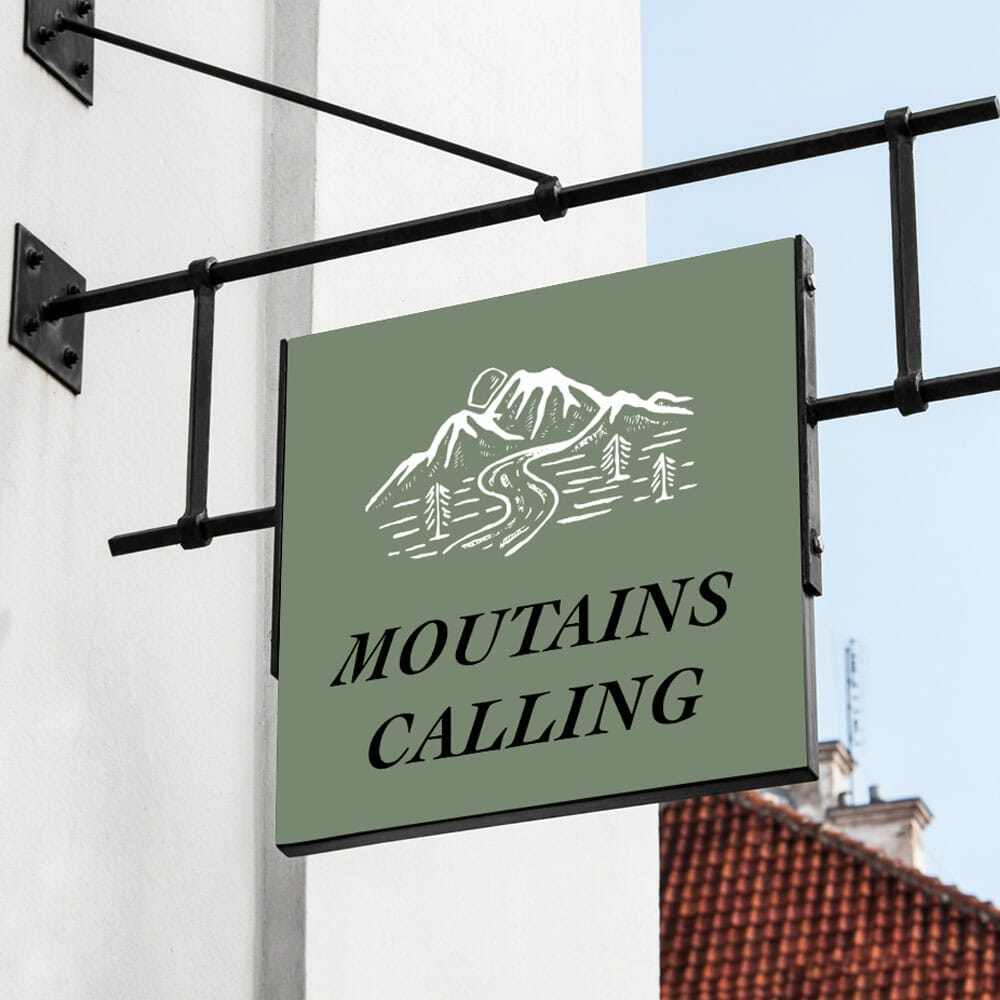 Free Hanging Square Sign Mockup
