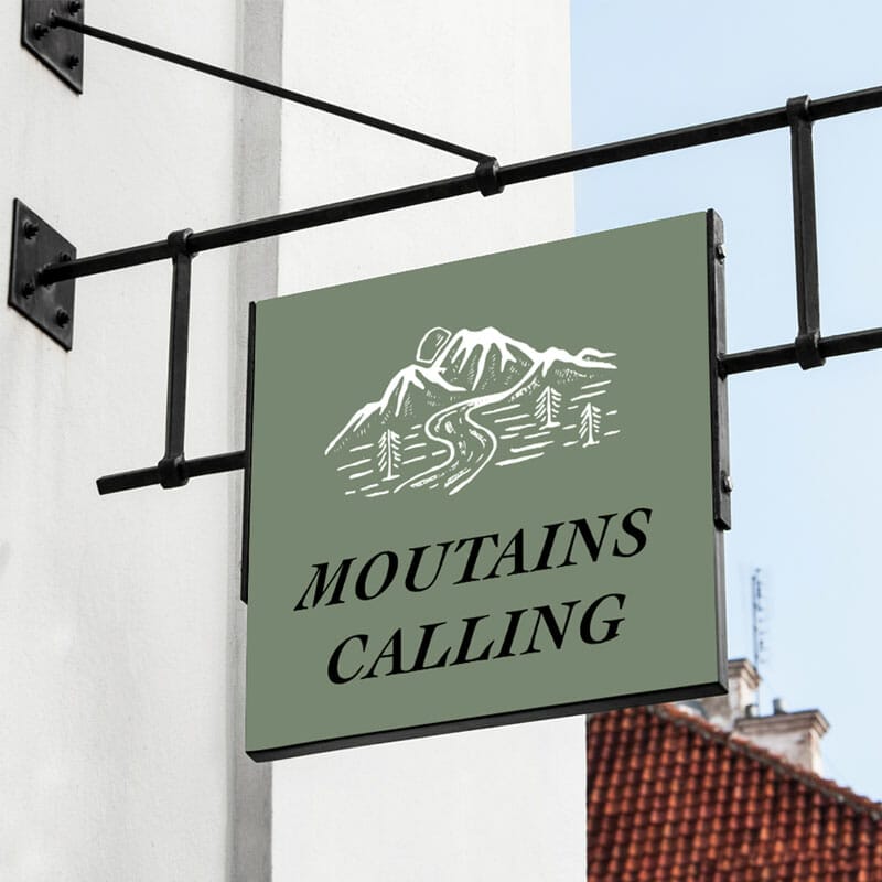 Free Hanging Square Sign Mockup