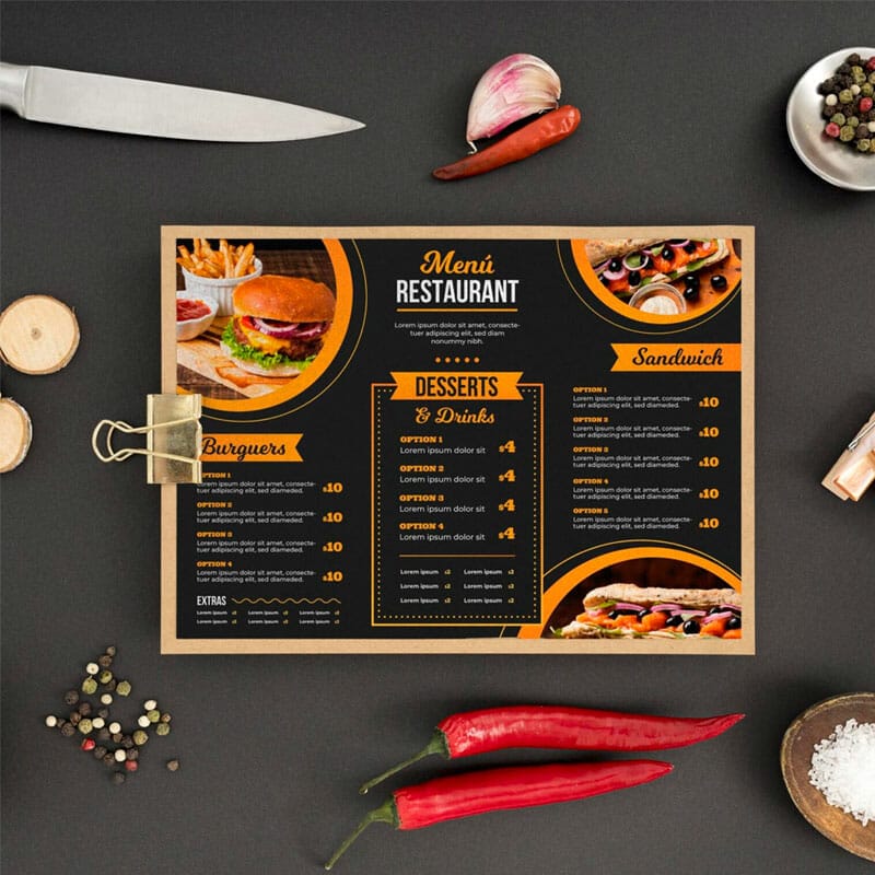 Free Landscape Menu Mockup PSD Template