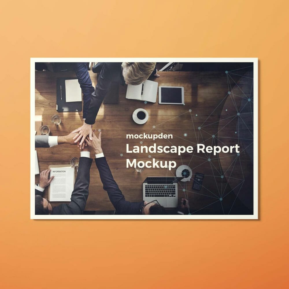 Free Landscape Report Mockup PSD Template