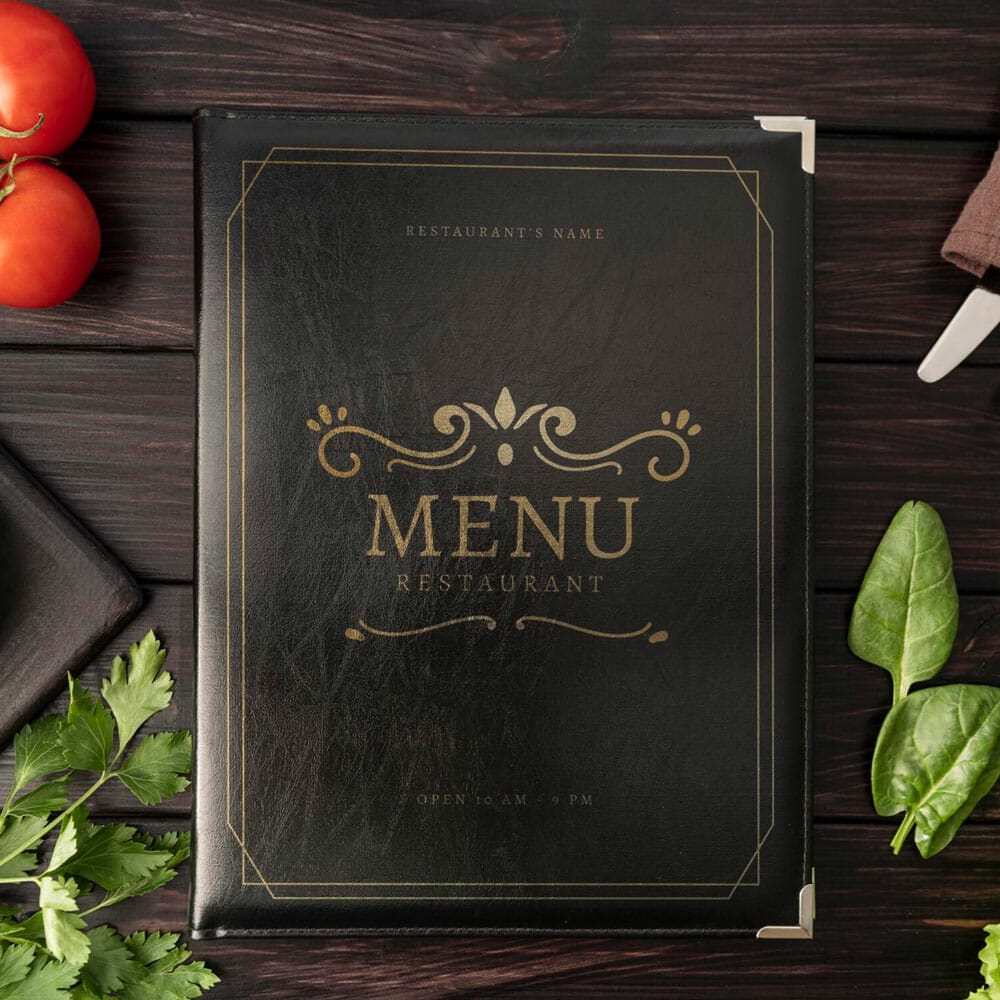 Free Leather Menu Mockup PSD Template