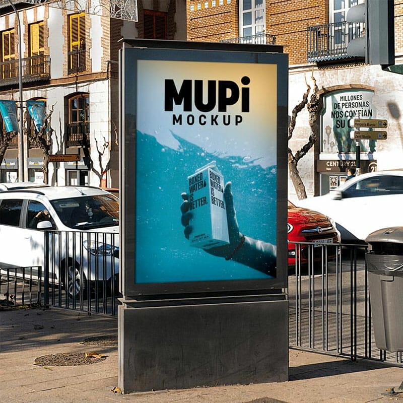 Free MUPI On Busy Street Mockup PSD