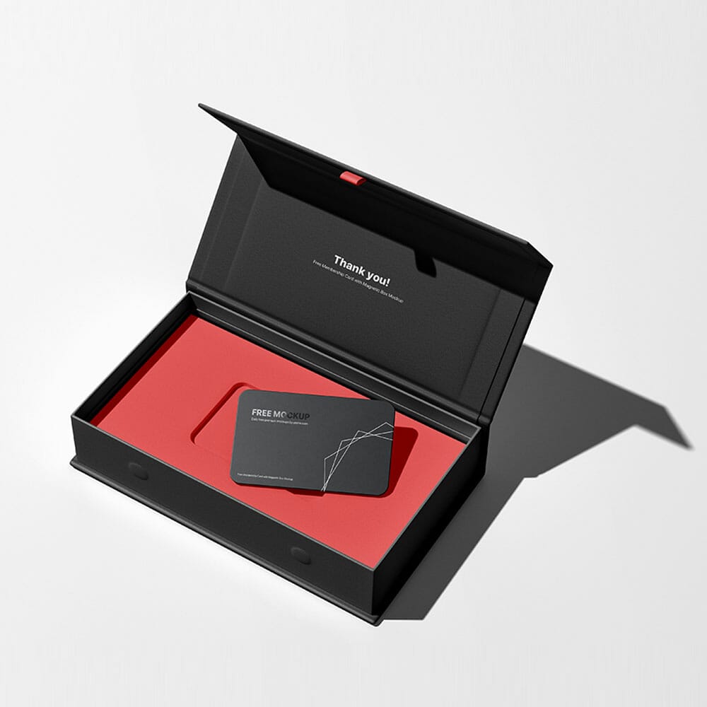 Free Membership Card With Magnetic Box Mockup