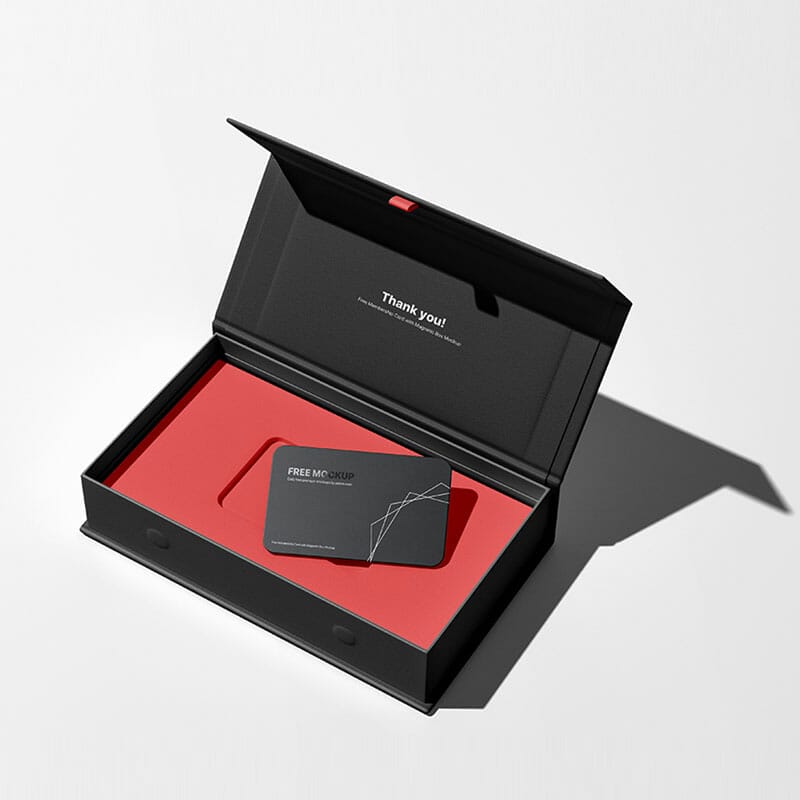 Free Membership Card With Magnetic Box Mockup