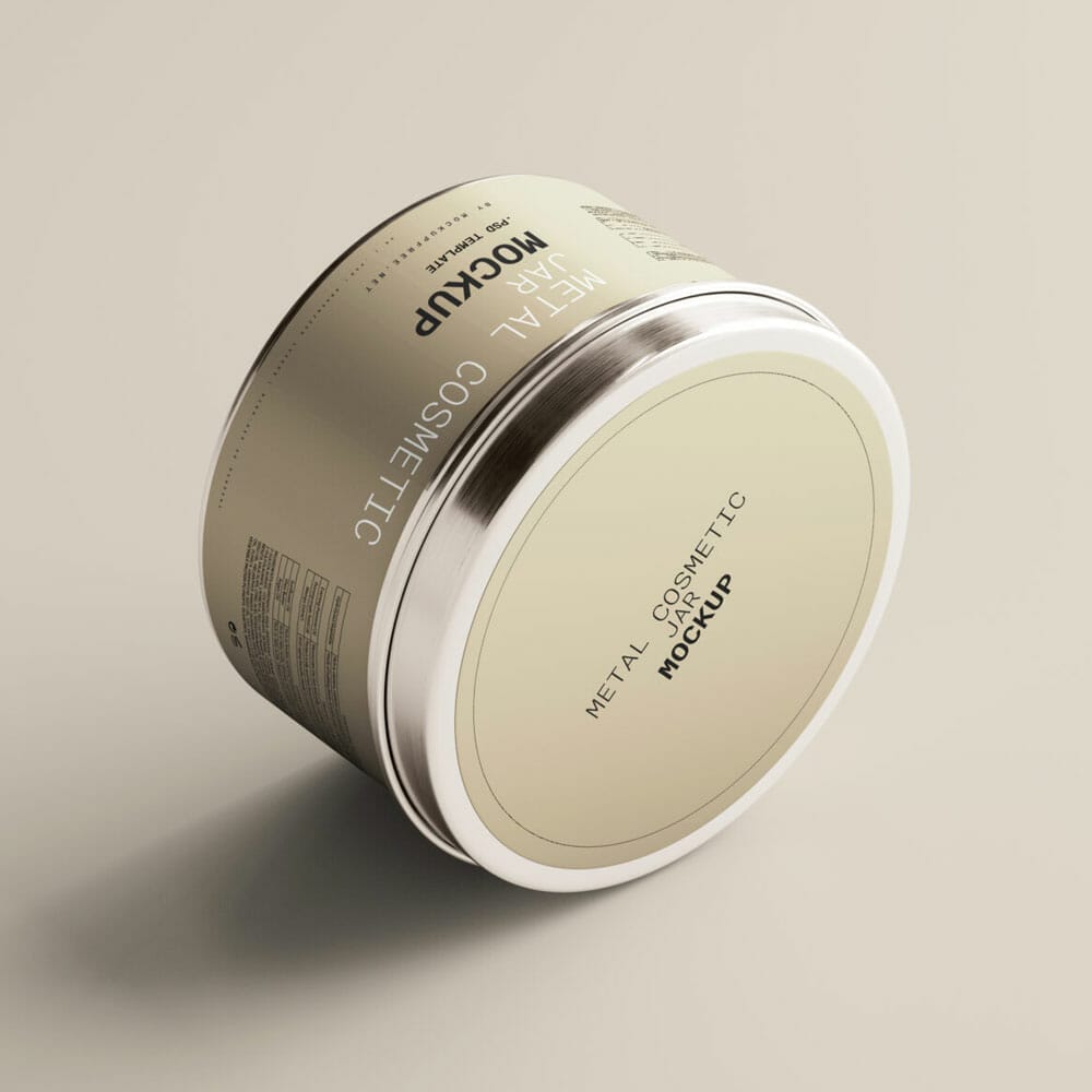 Free Metal Cosmetic Jar Mockups PSD