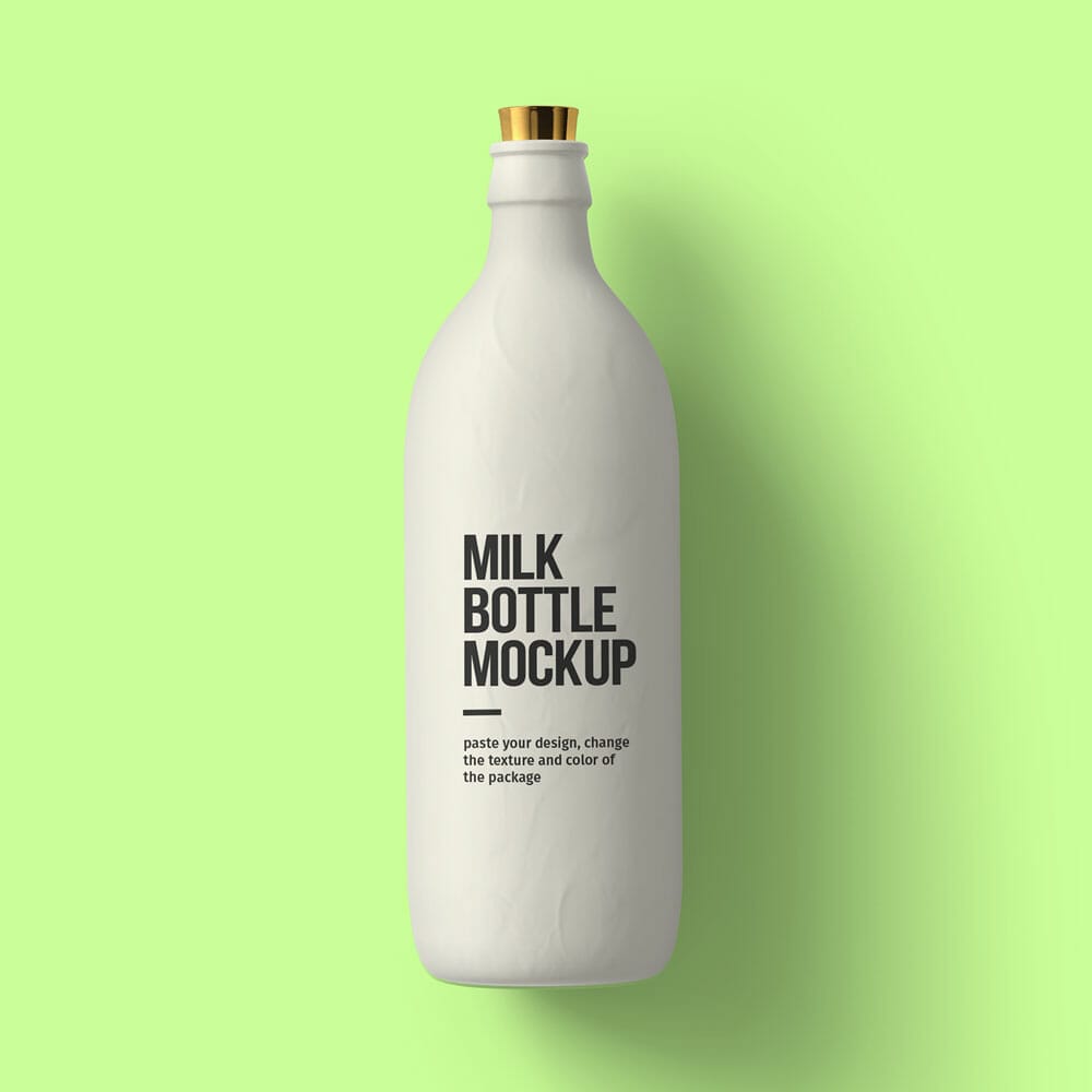 Free Milk Bottle Mockup PSD
