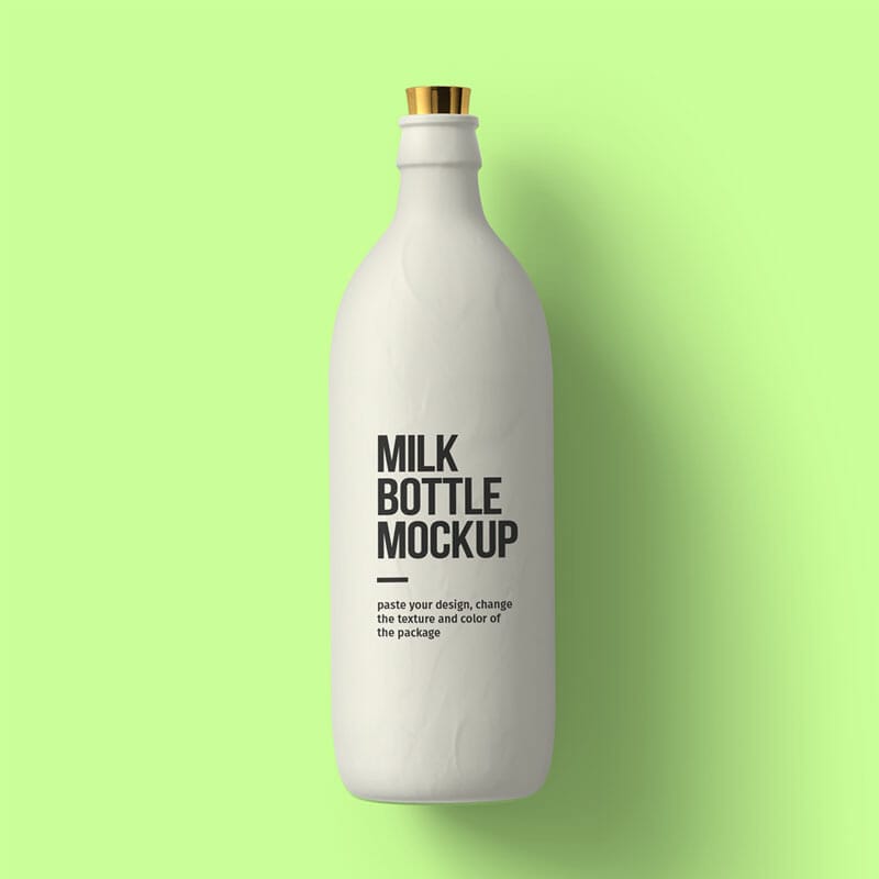 Free Milk Bottle Mockup PSD