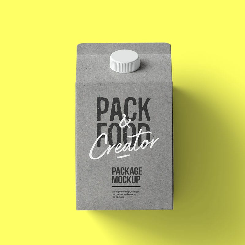 Free Milk Package Mockup Top View PSD