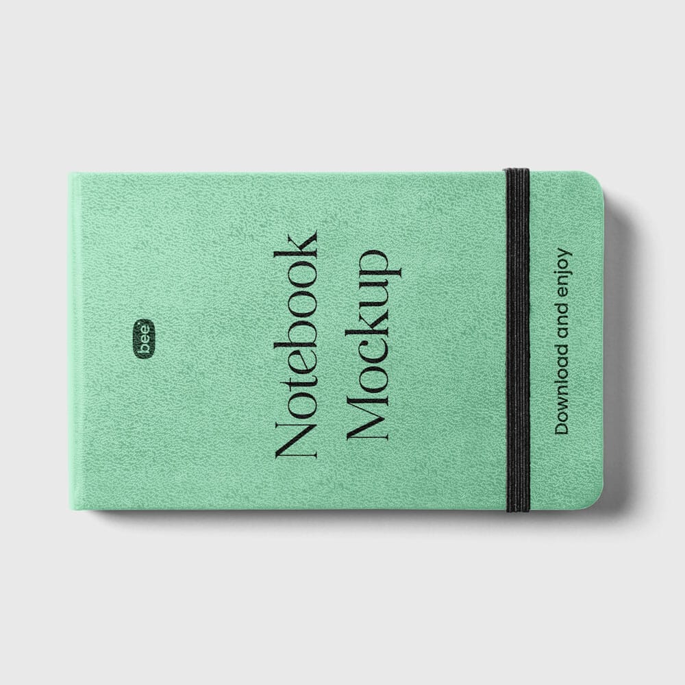 Free Notebook With Rubber Mockup