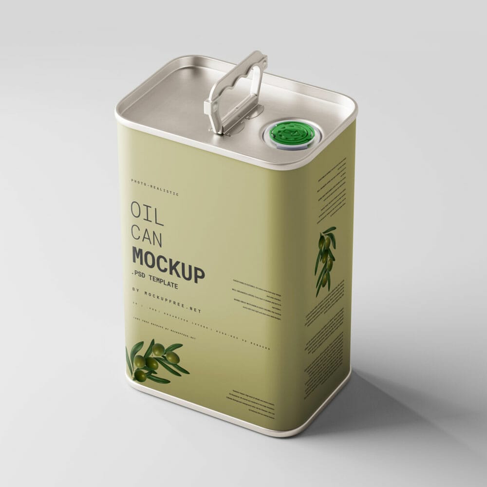 Free Oil Can Mockups PSD