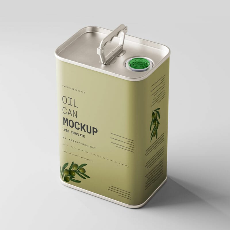 Free Oil Can Mockups PSD