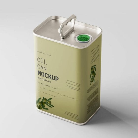 Free Oil Can Mockups PSD