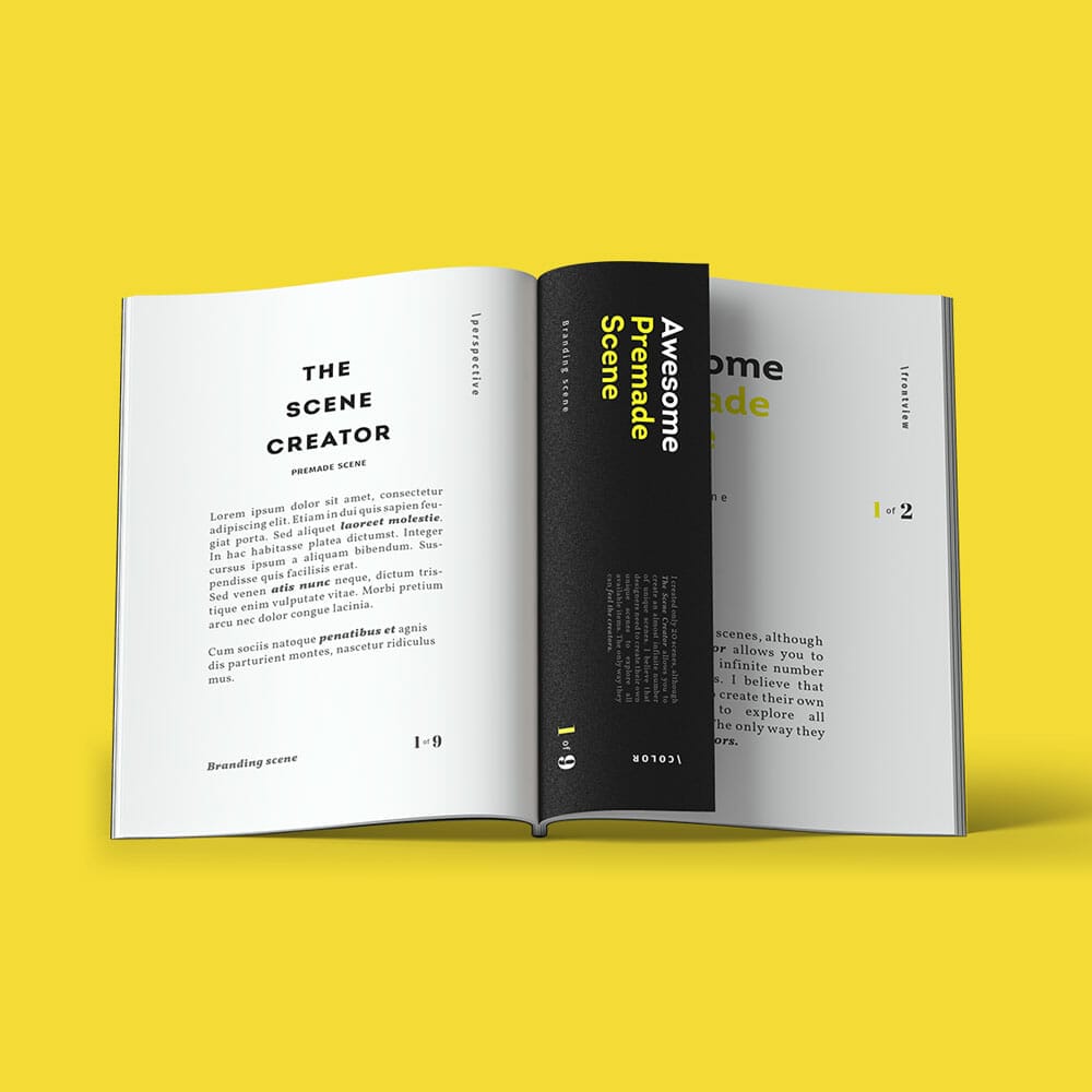 Free Open Front View Magazine Mockup PSD