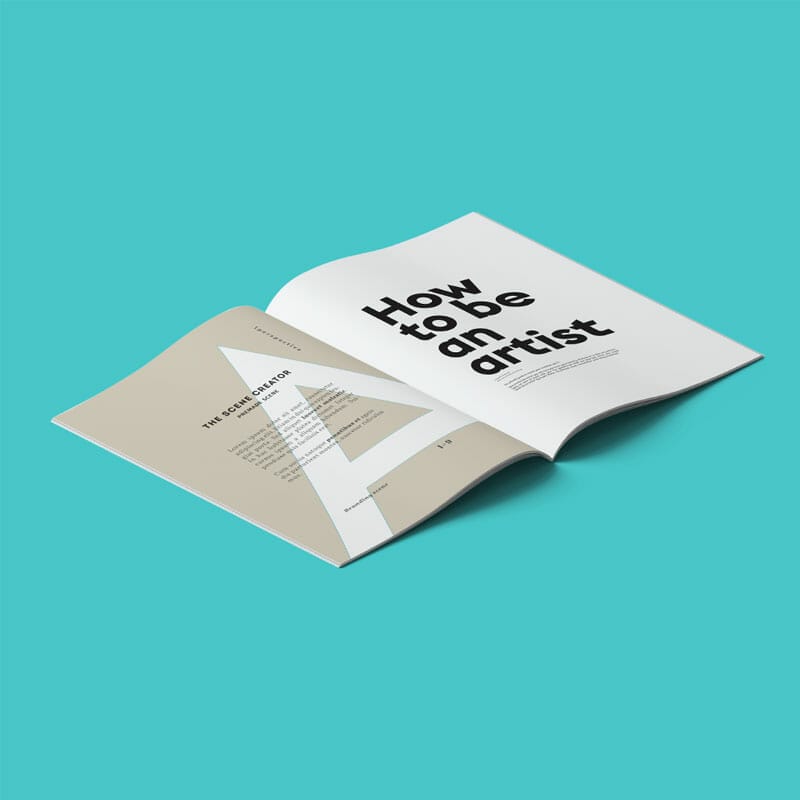 Free Open Isometric Magazine Mockup PSD