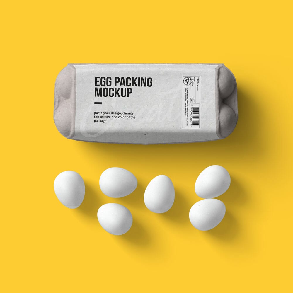 Free Packaging With Eggs Mockup Top View PSD