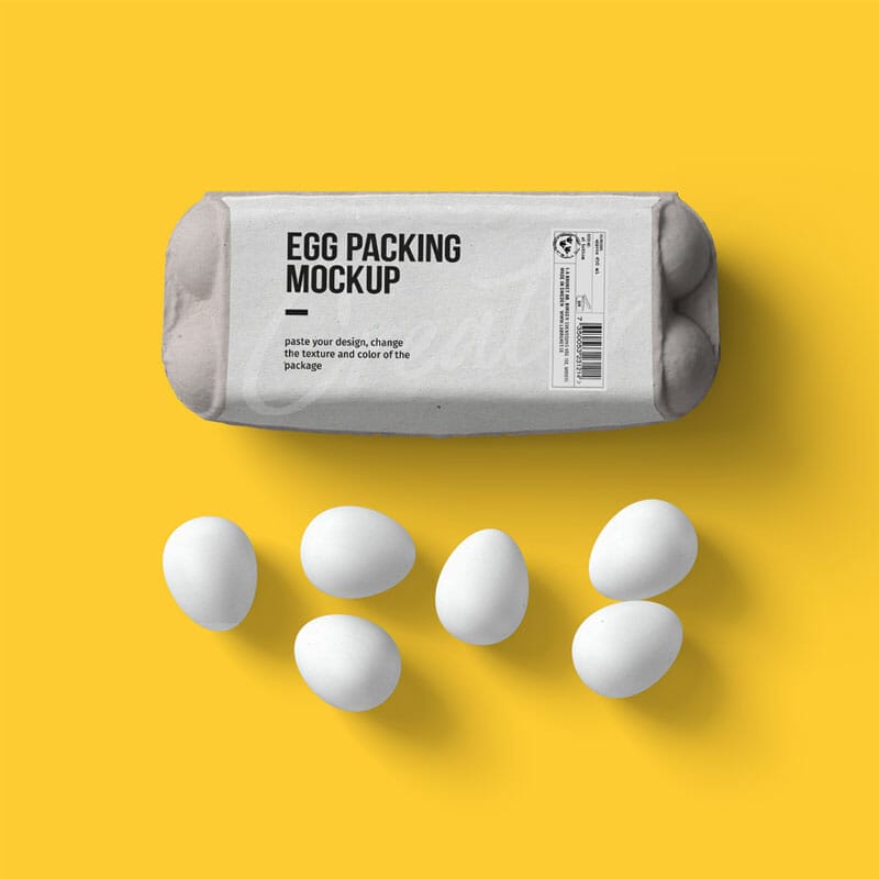 Free Packaging With Eggs Mockup Top View PSD