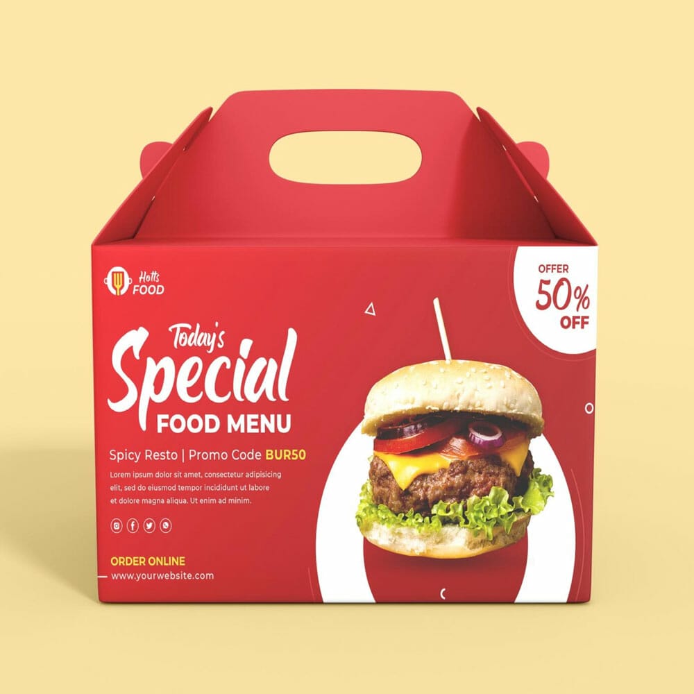 Free Paper Lunch Box Mockup PSD Template
