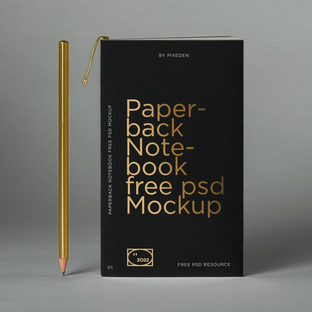 Free Paperback PSD Notebook Mockup