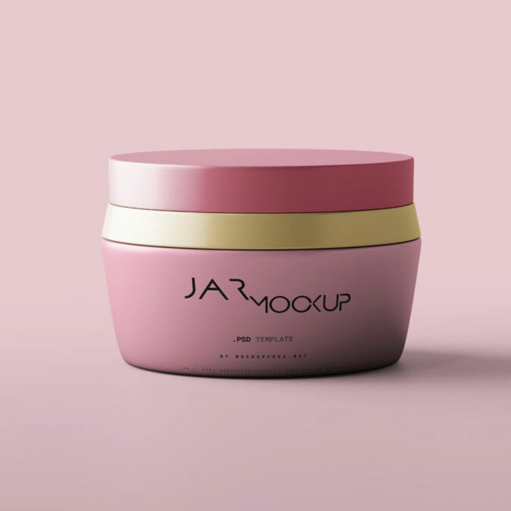 Free Plastic Cosmetic Jar With A Neck Ring Mockups