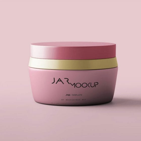 Free Plastic Cosmetic Jar With A Neck Ring Mockups
