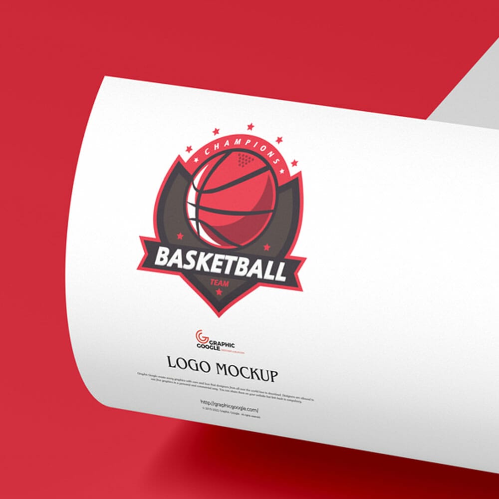 Free Premium Curved Paper Logo Mockup
